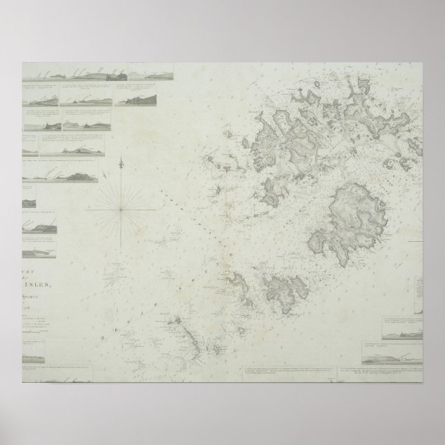 Karte der Scilly-Inseln in Großbritannien Poster (Vorne)