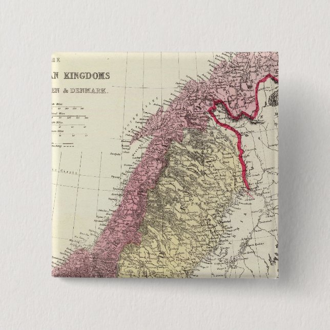 Karte der skandinavischen Königreiche Button (Vorderseite)