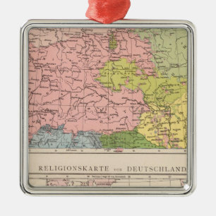Karte der Sprachen und Religionen in Deutschland Silbernes Ornament