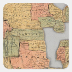 Karte der Staaten und Kanadas Quadratischer Aufkleber