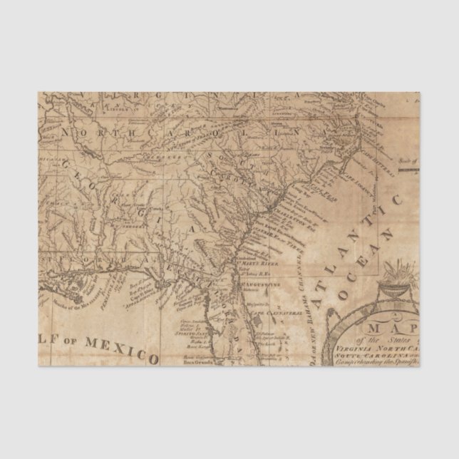 Karte der Staaten von Virginia und von Seidenpapier (Vorderseite)