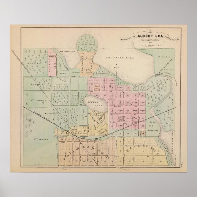 Karte der Stadt Albert Lea, Minnesota Poster (Vorne)