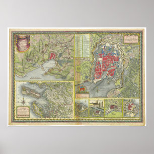 Karte der Stadt La Rochelle & Aunis Frankreich 177 Poster