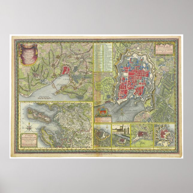 Karte der Stadt La Rochelle & Aunis Frankreich 177 Poster (Vorne)