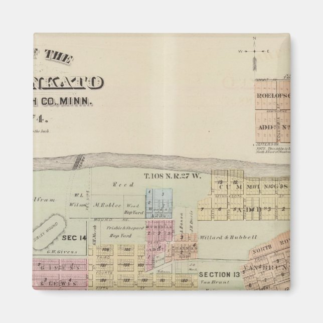 Karte der Stadt Mankato, Minnesota Magnet (Vorne)