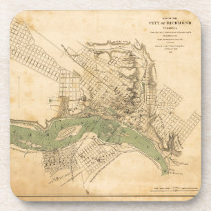 Karte der Stadt Richmond, Virginia (1858-1864) Untersetzer