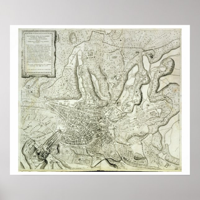 Karte der Stadt Rom, eingraviert durch den Künstle Poster (Vorne)