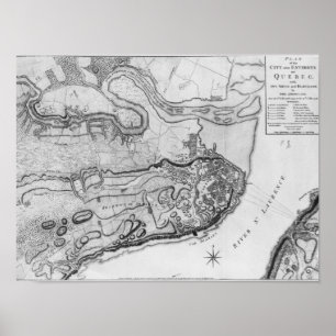 Karte der Stadt und Umgebung von Quebec Poster