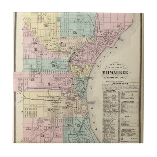 Karte der Stadt von Milwaukee, Milwaukee Co Fliese (Vorderseite)