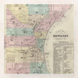 Karte der Stadt von Milwaukee, Milwaukee Co Glasuntersetzer