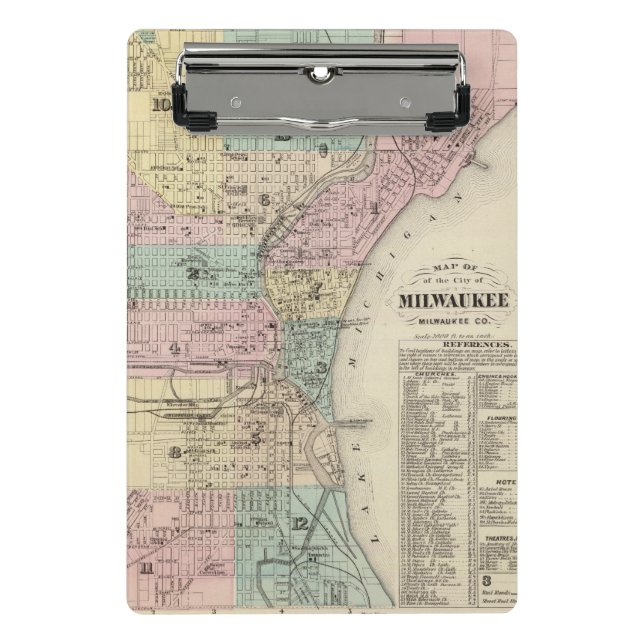 Karte der Stadt von Milwaukee, Milwaukee Co Mini Klemmbrett (Vorderseite)