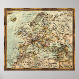 Karte der Stereotypen - Europa Poster