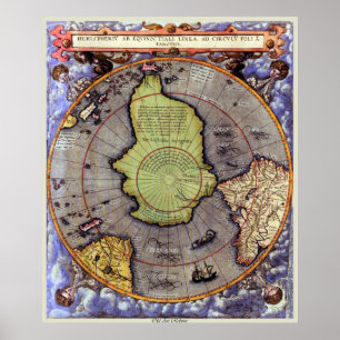 Karte der südlichen Hemisphäre Poster