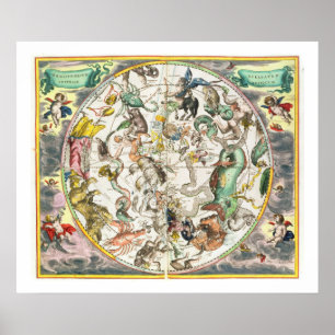 Karte der südlichen Hemisphäre, von "The Celestia" Poster