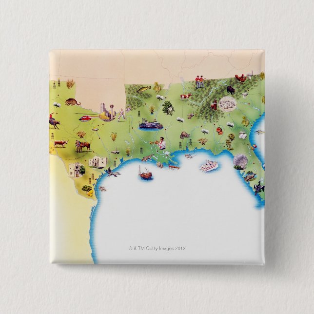 Karte der südlichen USA mit Button (Vorderseite)