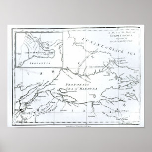 Karte der Teile Europas und Asiens Poster