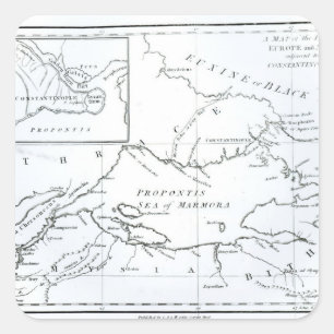 Karte der Teile Europas und Asiens Quadratischer Aufkleber