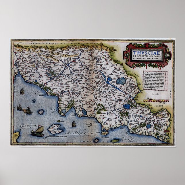 Karte der Toskana aus dem 16. Jahrhundert Poster (Vorne)