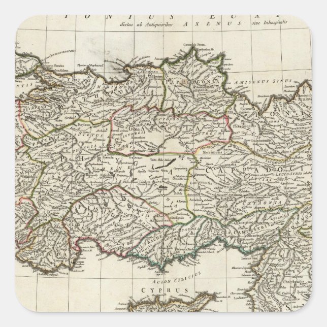 Karte der Türkei Quadratischer Aufkleber (Vorderseite)