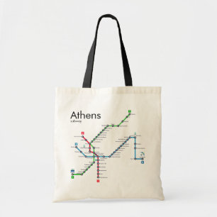Karte der U-Bahn von Athen Tragetasche