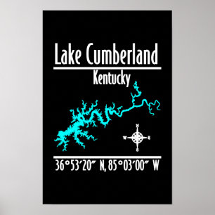 Karte der Uferlinie des Lake Cumberland Kentucky K Poster