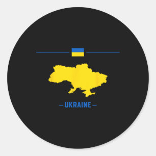 Karte der Ukraine isoliert mit Flagge und Name der Runder Aufkleber