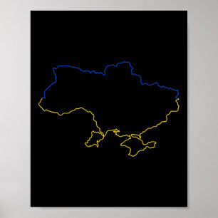 Karte der Ukraine mit blauen und gelben Farben Ukr Poster