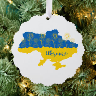 Karte der Ukraine mit Sonnenblume und ukrainischer