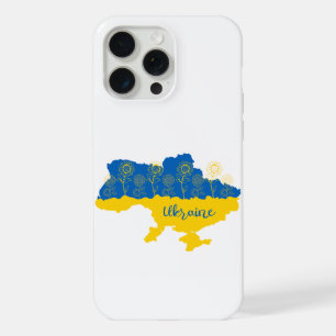 Karte der Ukraine mit Sonnenblume und ukrainischer iPhone 15 Pro Max Hülle