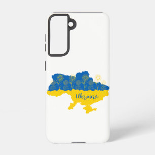 Karte der Ukraine mit Sonnenblume und ukrainischer Samsung Galaxy Hülle