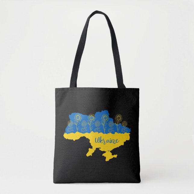 Karte der Ukraine mit Sonnenblumen und ukrainische (Vorderseite)