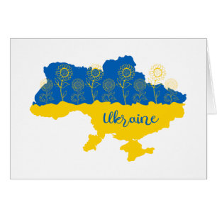 Karte der Ukraine mit Sonnenblumen und ukrainische