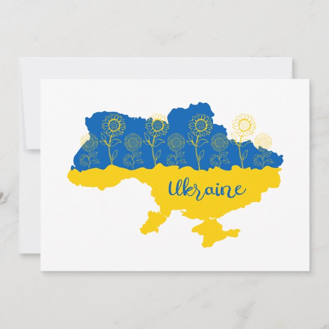 Karte der Ukraine mit Sonnenblumen und ukrainische (Vorderseite)
