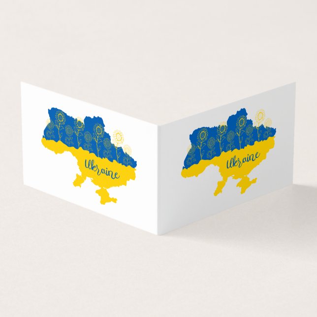 Karte der Ukraine mit Sonnenblumen und ukrainische (Vorderseite)
