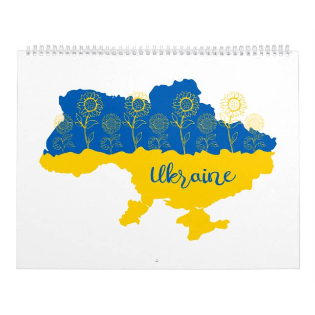 Karte der Ukraine mit Sonnenblumen und ukrainische Kalender (Titelbild)
