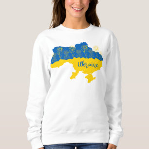 Karte der Ukraine mit Sonnenblumen und ukrainische Sweatshirt