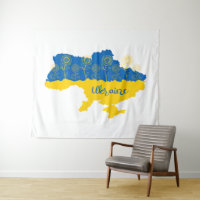 Karte der Ukraine mit Sonnenblumen und ukrainische
