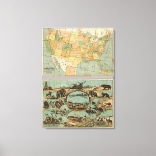 Karte der USA 3 Leinwanddruck