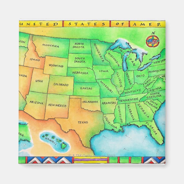 Karte der USA Magnet (Vorne)