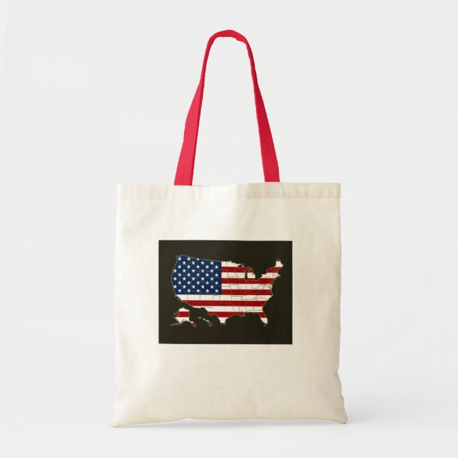 Karte der USA mit amerikanischer Flagge Tragetasche (Vorne)