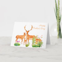 Karte der Vatertag Aquarell-Rotwild-Familien-