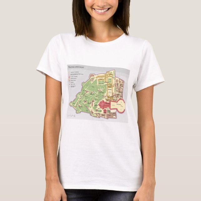 Karte der Vatikanstadt Vatikanstadt-Diagramm T-Shirt (Vorderseite)
