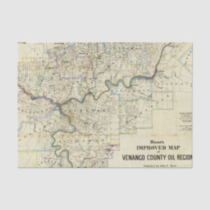 Karte der Venango County Öl-Regionen Seidenpapier