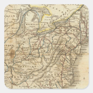 Karte der Vereinigten Staaten 3 Quadratischer Aufkleber