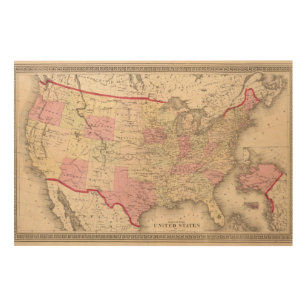 Karte der Vereinigten Staaten 5 Holzdruck