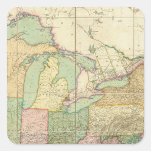 Karte der Vereinigten Staaten 6 Quadratischer Aufkleber