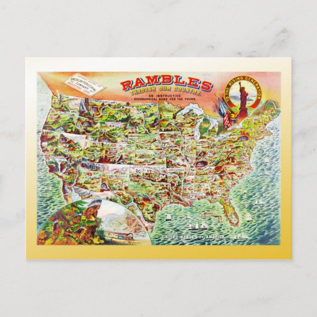 Karte der Vereinigten Staaten c1890 (Vorderseite)