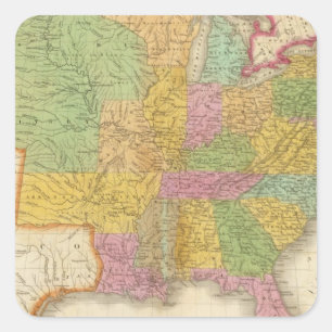 Karte der Vereinigten Staaten Quadratischer Aufkleber