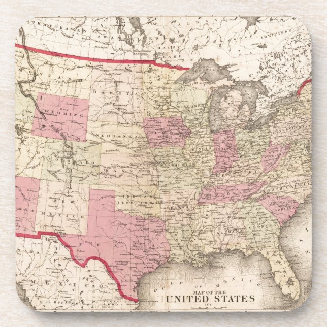 Karte der Vereinten Staaten 5 Untersetzer (Vorderseite)