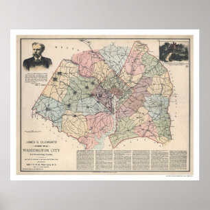 Karte der Washington DC Vororte von Clements 1891 Poster